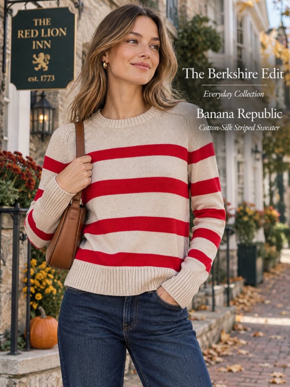 Banana Republic Cotton Silk Crewneck Sweater Red Stripe S Preppy